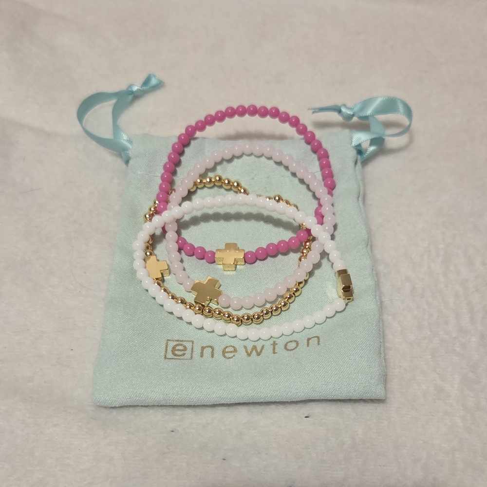 ENewton Pink, White & Gold Beaded Bracelet Set